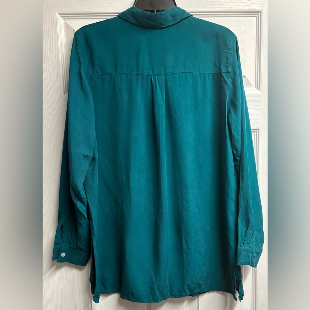 California Style Vintage 100% Silk Button Down Blouse Size Large - Picture 3 of 3